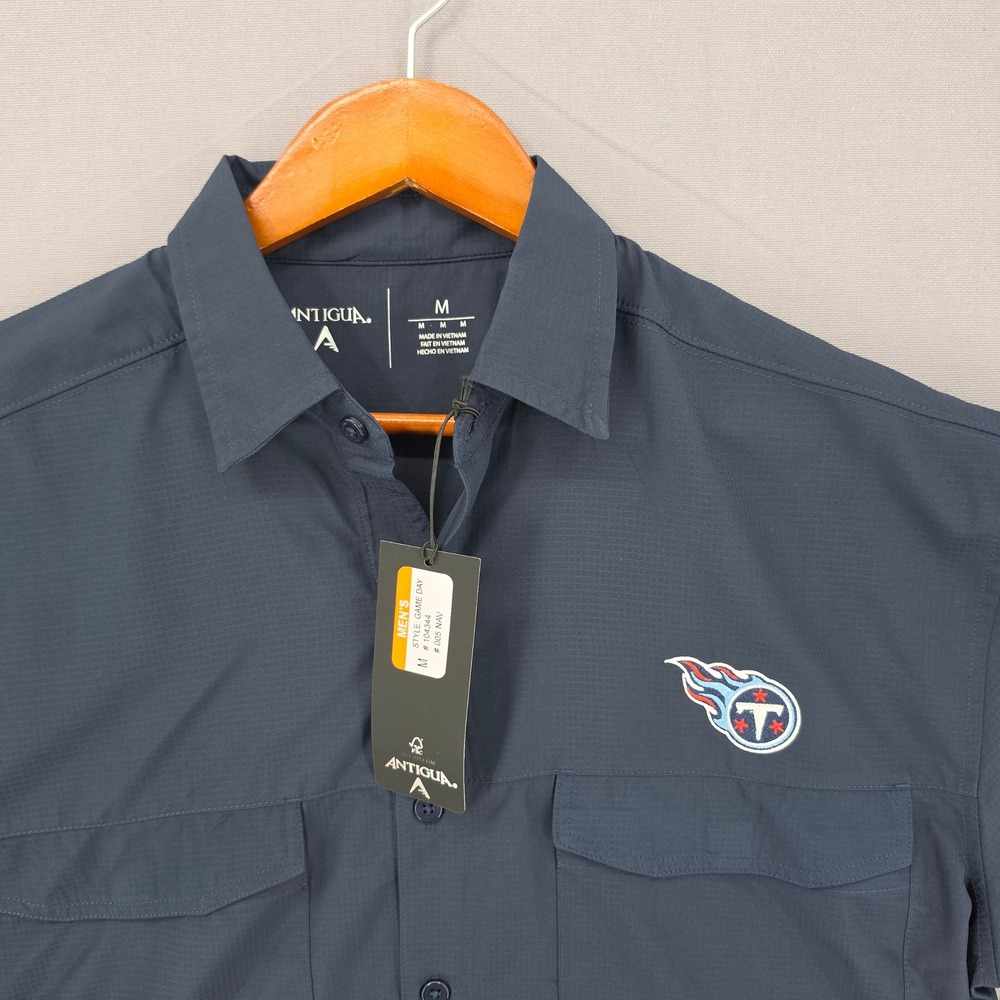 Antigua Tennessee Titans Mens Game Day Shirt Navy Blue Ripstop Size M 104344